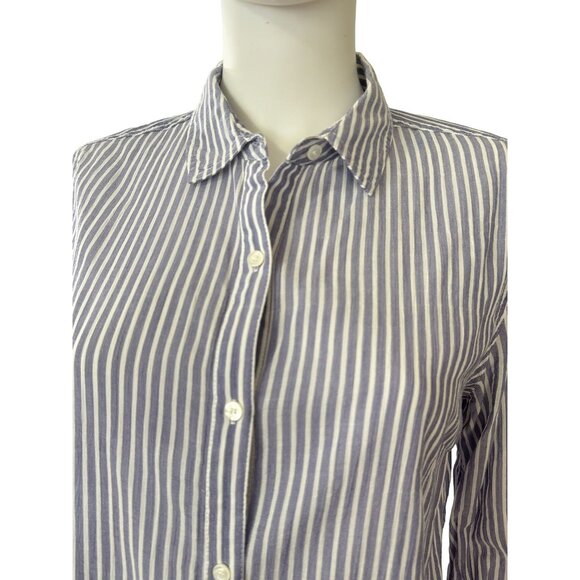 J.McLaughlin Womens Blue & White Striped Button-Down Shirt Size M - Picture 3 of 8
